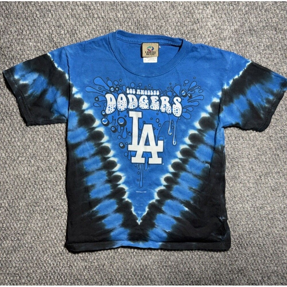 Los Angeles Dodgers T-Shirt MLB Baseball Liquid Blue Tie Dye Kids‎ Size Small
